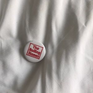 Rolling Stones button with safety pin